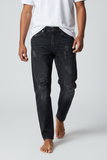 Pont jeans denim uomo cropped nero rotto