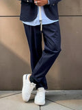 Bl11 uomo pantalone con Pence e laccio.tessuto tecnico blu