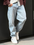 Pont jeans denim uomo loose chiaro sporcato white