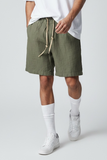 Pont bermuda uomo jogger short lino militare