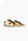 Ama Brand sneakers uomo bianca con inserti scamosciati arancio