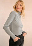 Molly Bracken maglia donna collo alto a costine lurex grigio