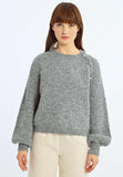 Lili Sidonio maglione donna raglan con bottoni decorativi grigio