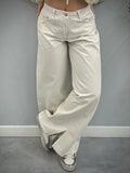 Kikisix donna pantalone dritto con spacchi in gabardina media burro