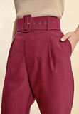 MOLLY BRACKEN PANTALONE BORDEAUX CON CINTURA