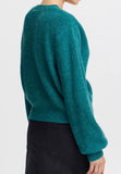 ICHI CARDIGAN DONNA CON BOTTONI PERLE VERDE