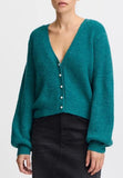 ICHI CARDIGAN DONNA CON BOTTONI PERLE VERDE