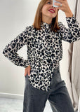 You decide camicia donna leopardata bianco nero