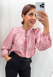 ICHI CAMICIA CON LACCIO E COLLO V ROSA