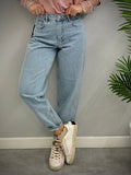 Pont jeans denim donna regular carrot leg chiaro