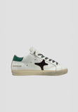 Ama brand sneakers uomo bianche con stella moro e talloncino verde