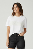Kikisix donna tshirt over con passameneria davanti bianco