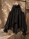 Camicia Top Donna mussola leggera Nero
