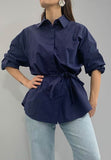 Lumina camicia lunga donna blu