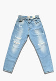 Bl11 jeans uomo lavaggio chiaro con rotture con fodera fantasia