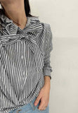 Vibes camicia donna con rouches collo a righe