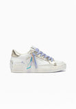 Crime London sneakers donna bianca dettagli oro lacci lilla