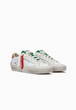 Crime London sneakers uomo bianca tallone sabbia linguetta verde