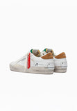 Crime London sneakers uomo bianca tallone sabbia linguetta verde