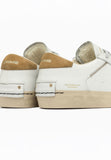 Crime London sneakers uomo bianca in pelle tallone sabbia