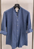 BL11 camicia uomo lino cotone blu