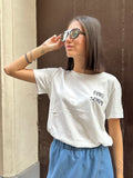 T-SHIRT DONNA BIANCA CON RICAMO NERO AMATI SEMPRE