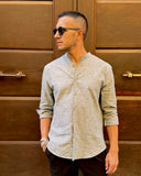 CAMICIA UOMO LINO VERDE MILITARE