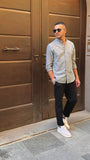 CAMICIA UOMO LINO VERDE MILITARE