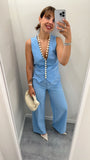 Vibes pantalone donna a palazzo azzurro