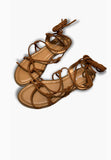 SANDALI DONNA FLAT INTRECCIATO ALLA SCHIAVA  IN CAMOSCIO cuoio