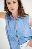 CAMICIA DONNA IN DENIM CHAMBRY SMANICATA STAMPA BANDANA - Shopaland