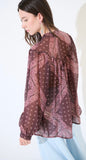 CAMICIA DONNA STAMPA FANTASIA BANDANA FONDO MOKA STAMPA ROSA - Shopaland
