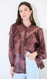 CAMICIA DONNA STAMPA FANTASIA BANDANA FONDO MOKA STAMPA ROSA - Shopaland