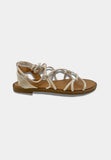 SANDALI DONNA FLAT INTRECCIATO ALLA SCHIAVA  IN CAMOSCIO sabbia