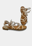 SANDALI DONNA FLAT INTRECCIATO ALLA SCHIAVA  IN CAMOSCIO sabbia
