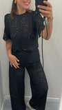 You decide t-shirt donna in sangallo nero modello  cropped