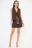 GILET DONNA IN LINO CON LACCI DAVANTI