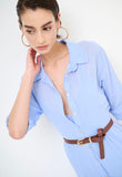 Abito donna CAMICIA LUNGO in mussola azzurro