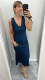 Abito donna lungo in Raso BLU NOTTE