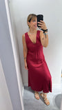 Abito donna lungo in Raso bordeaux