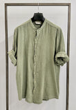 BL11 CAMICIA UOMO LINO VERDE MILITARE