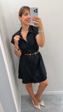 Abito donna corto chemisier  in cotone nero