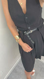 COORDINATO DONNA IN VISCOSA nero BERMUDA E GILET