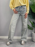 Pont jeans denim donna relaxed straight leg medio sporcato