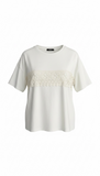 Kikisix donna tshirt over con passameneria davanti bianco