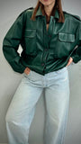 Kikisix donna bomber ecopelle aviator verde