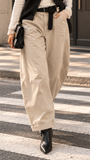 Kikisix pantalone balloon in velluto e cintura