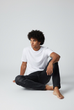 Pont jeans denim uomo cropped nero rotto