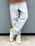 Pont jeans denim uomo loose chiaro sporcato white