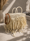 borsa donna  in raphia con frange
